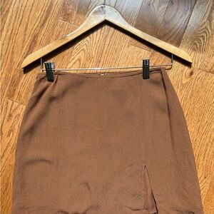 Sunday Best Brown Pencil Skirt with Front Slit